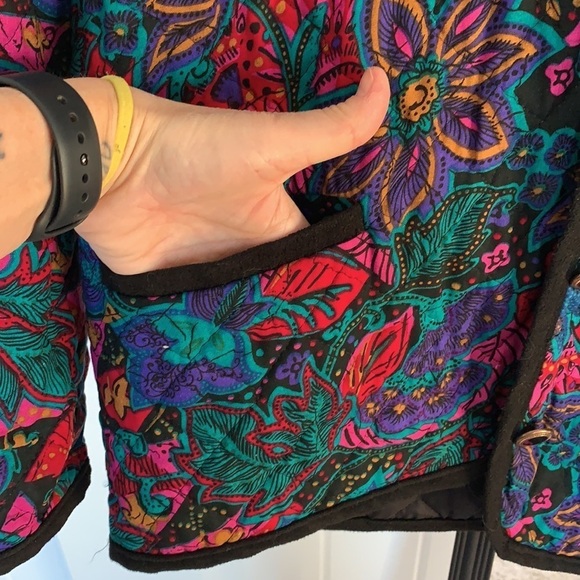 VTG Boston Traveler Y2K Boho Floral Quilted Jacket Folk Style Colorf Women Large - Picture 7 of 12